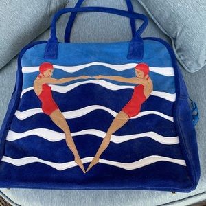 DIVE IN!!  Hand-pieced Karina Hesketh Leather Weekender Bag One-of-a-Kind